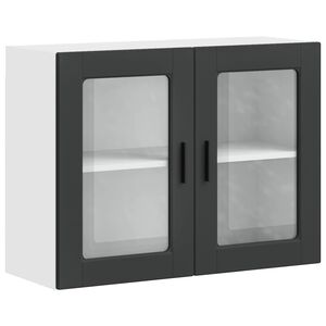 vidaXL Armoire murale de cuisine avec porte en verre Porto noir