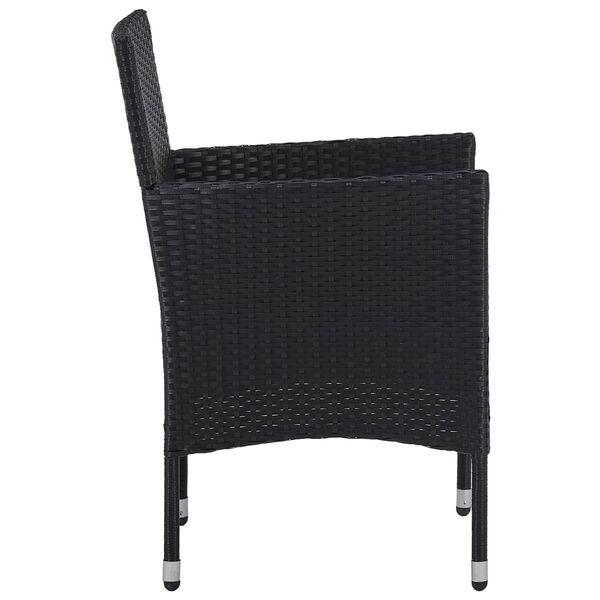 vidaXL Chaises &agrave; manger de jardin lot de 2 r&eacute;sine tress&eacute;e noir