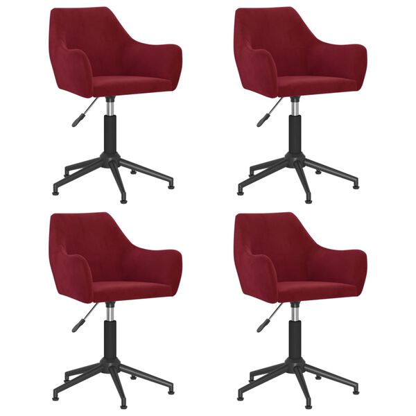 vidaXL Chaises &agrave; manger pivotantes lot de 4 rouge bordeaux velours