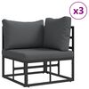 vidaXL Ensemble de canapé de jardin avec coussin 8 pcs Noir Aluminium
