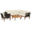vidaXL 7 pc Bois d'acacia massif et corde Naturel