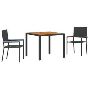 vidaXL Ensemble de salle &agrave; manger pour jardin 3 pcs Noir polyrotin