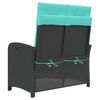 vidaXL Banc inclinable de jardin avec coussins noir r&eacute;sine tress&eacute;e