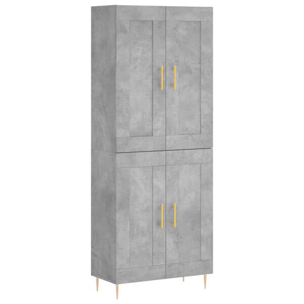 vidaXL Buffet haut Gris b&eacute;ton 69,5x34x180 cm Bois d'ing&eacute;nierie