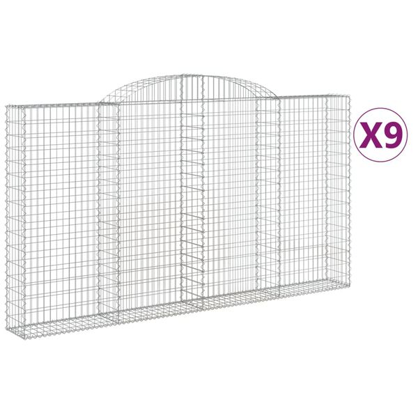 vidaXL Paniers &agrave; gabions arqu&eacute;s 9 pcs 300x30x160/180 cm fer galvanis&eacute;
