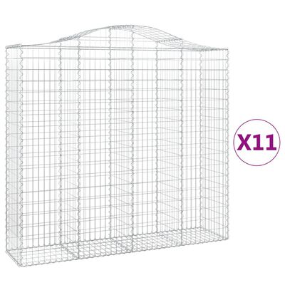 vidaXL Paniers à gabions arqués 11 pcs 200x50x180/200 cm Fer galvanisé