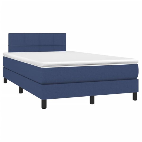 vidaXL Sommier &agrave; lattes de lit avec matelas bleu 120x190 cm tissu