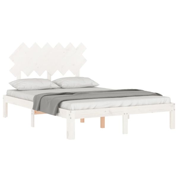 vidaXL Cadre de lit sans matelas blanc bois de pin massif