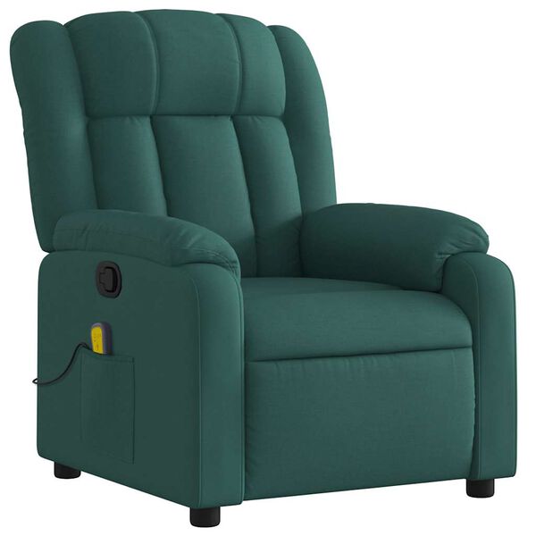 vidaXL Fauteuil de massage inclinable Vert fonc&eacute; Tissu