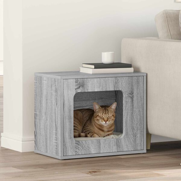 vidaXL Maison pour chat Gris Sonoma 51 x 30 x 42,5 cm