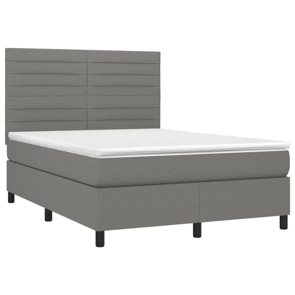 vidaXL Sommier &agrave; lattes de lit et matelas et LED Gris fonc&eacute; 140x190 cm