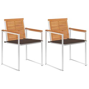 vidaXL Chaises de jardin avec coussins lot de 2 Acacia solide et acier