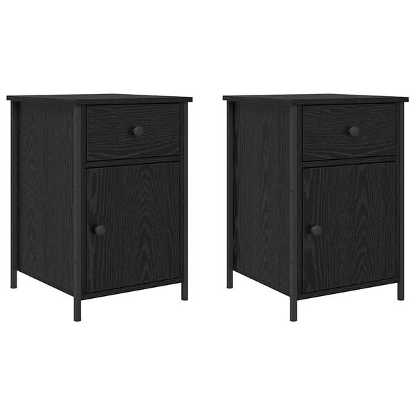vidaXL Cabinet de chevet avec tiroir 2 pcs Ch&ecirc;ne noir 40 x 42 x 60 cm