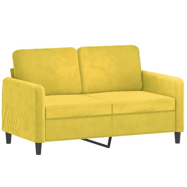 vidaXL Canap&eacute; 2 places avec oreillers d&eacute;coratifs jaune 120 cm velours