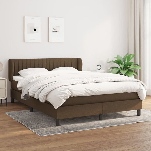 vidaXL Sommier &agrave; lattes de lit avec matelas Marron fonc&eacute; 140x190 cm