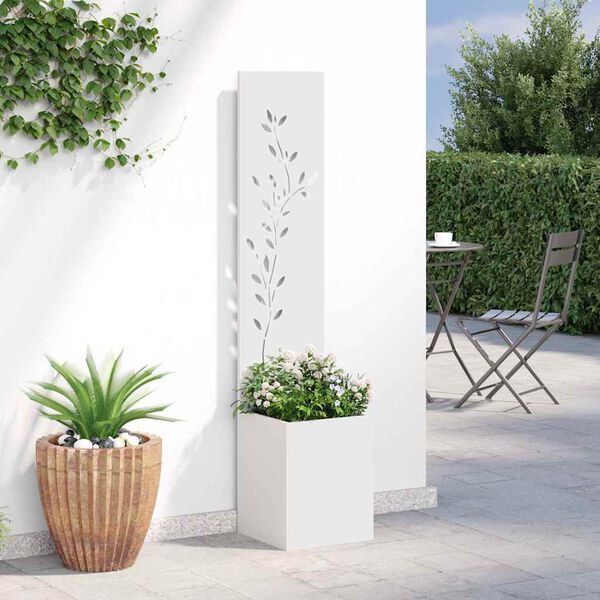 vidaXL Écran de confidentialité de jardin Floral Blanc 32 x 140 cm