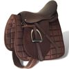 Set de selle &eacute;quitation 16" en cuir v&eacute;ritable 14 cm 5 en 1 brun