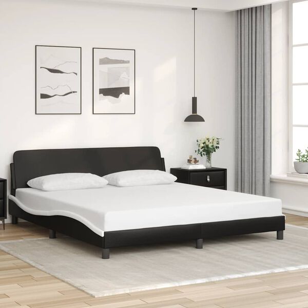 vidaXL Cadre de lit Dover noir et blanc 180x200 cm similicuir