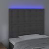 vidaXL Tête de lit à LED Gris foncé 90x5x118/128 cm Velours