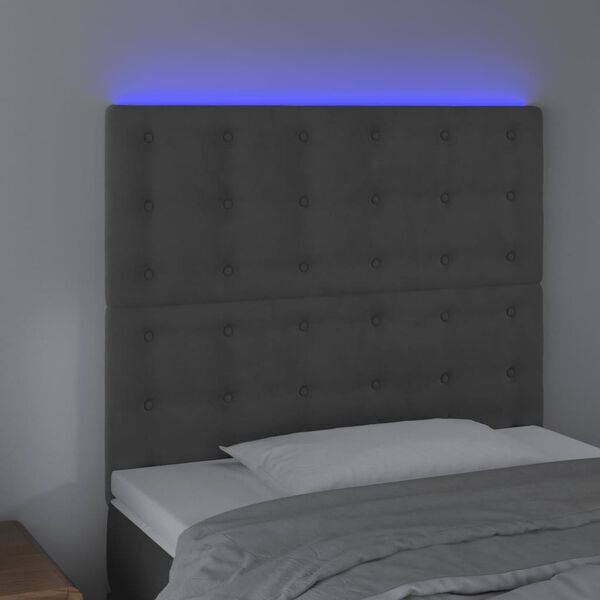vidaXL Tête de lit à LED Gris foncé 90x5x118/128 cm Velours