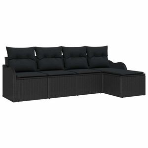 vidaXL Ensemble de canap&eacute; de jardin avec stockage 5 pcs Noir polyrotin