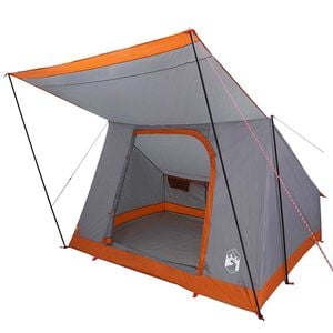 vidaXL Tente de camping 4 personne Gris et orange taffetas Imperm&eacute;able