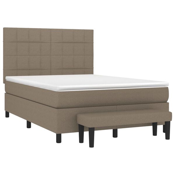 vidaXL Sommier &agrave; lattes de lit avec matelas Taupe 140x200 cm Tissu