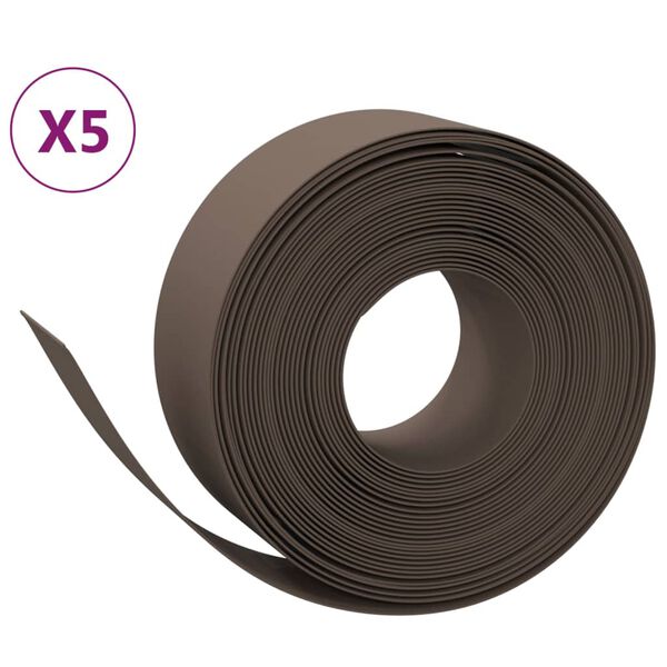 vidaXL Bordures de jardin 5 pcs marron 10 m 20 cm poly&eacute;thyl&egrave;ne