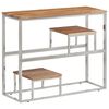 vidaXL Table console argent&eacute; acier inoxydable et bois massif d'acacia