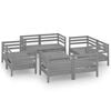vidaXL Salon de jardin 9 pcs Gris Bois de pin massif