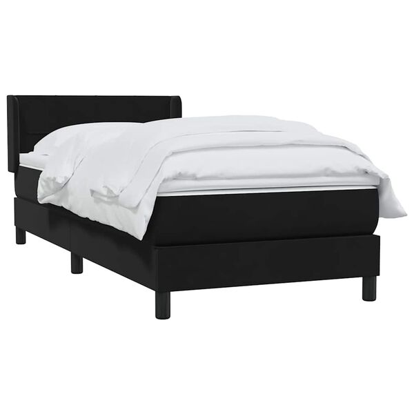 vidaXL Sommier &agrave; lattes de lit avec matelas noir 90x220 cm velours