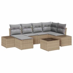 vidaXL Ensemble de canapé de jardin 6 pcs Beige et Gris clair