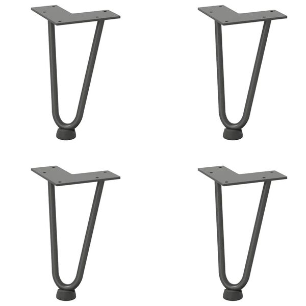 vidaXL Pieds en &eacute;pingle &agrave; cheveux pour table basse 4 pi&egrave;ces Anthracite 20 cm Acier massif