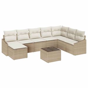vidaXL Ensemble de canap&eacute; de jardin 8 pc Beige et cr&egrave;me polyrotin