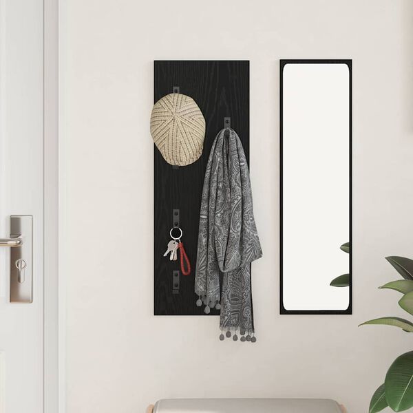 vidaXL Porte-manteau mural Montage mural Ch&ecirc;ne noir 30 x 1,5 x 80 cm