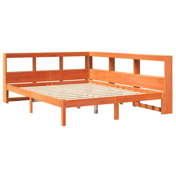 vidaXL Lit bibliothèque sans matelas cire marron 140x190 cm pin massif