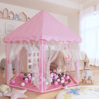 vidaXL Tente de jeu princesse avec 250 balles Rose 133x140 cm