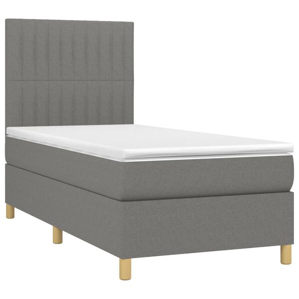 vidaXL Sommier &agrave; lattes de lit avec matelas et LED Gris fonc&eacute; 80x200cm