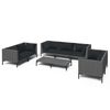 vidaXL Salon de jardin 8 pcs avec coussins R&eacute;sine tress&eacute;e Gris fonc&eacute;
