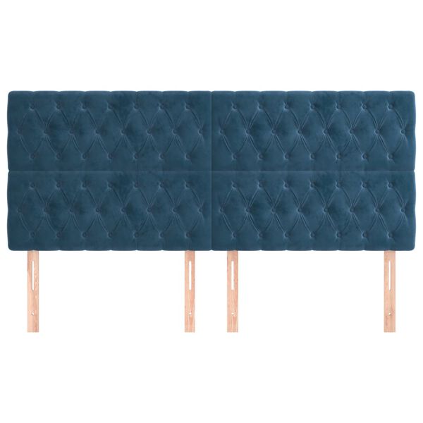 vidaXL T&ecirc;te de lit Bleu fonc&eacute; 180 x 7 x 118/128 cm Velours