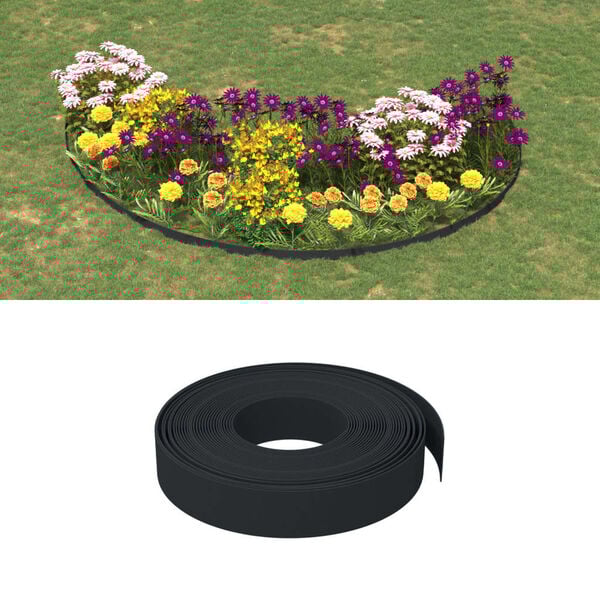 vidaXL Bordures de jardin 4 pcs noir 10 m 10 cm poly&eacute;thyl&egrave;ne