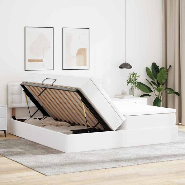 vidaXL Lit de Rangement Blanc pur 180 x 200 cm Cuir synth&eacute;tique