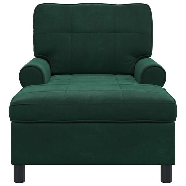 vidaXL Chaise longue avec coussin Vert foncé 91 x 157 x 91 cm Velours