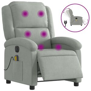 vidaXL Fauteuil inclinable &eacute;lectrique de massage gris clair velours