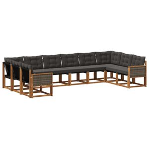 vidaXL Ensemble de canap&eacute;s d'ext&eacute;rieur 10 pc Naturel et noir