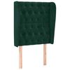 vidaXL T&ecirc;te de lit avec oreilles Vert fonc&eacute; 83x23x118/128 cm Velours