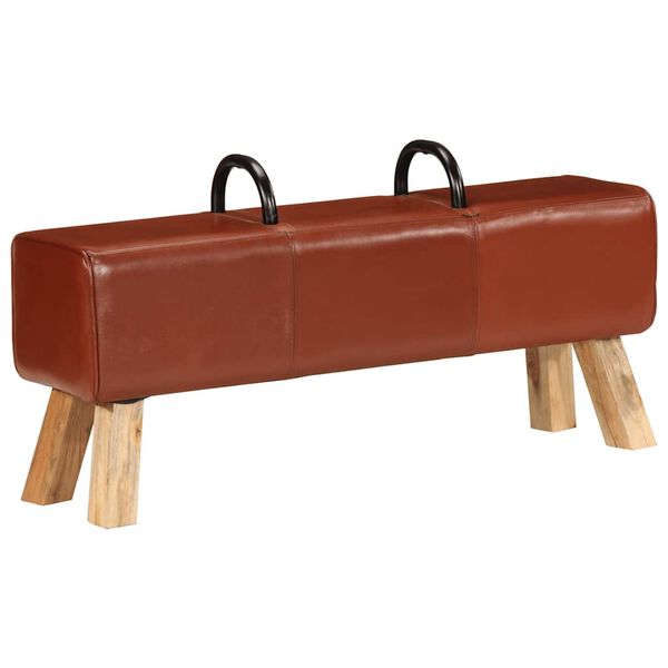 vidaXL Banc de gymnastique marron 110 cm cuir v&eacute;ritable
