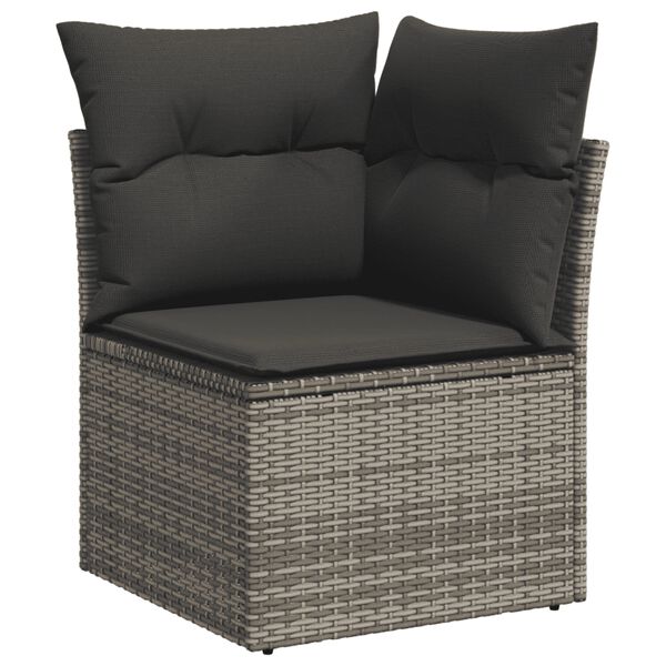 vidaXL Salon de jardin avec coussins 13 pcs gris r&eacute;sine tress&eacute;e