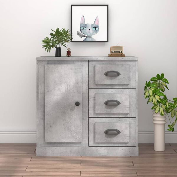 vidaXL Buffet gris b&eacute;ton 70x35,5x67,5 cm bois d'ing&eacute;nierie