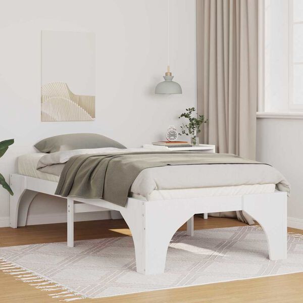 vidaXL Cadre de lit Blanc 75 x 190 cm Pin massif